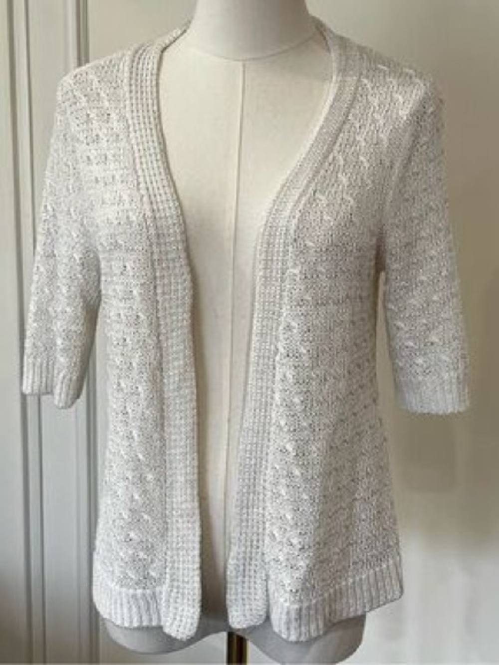 Denver Hayes Cotton Blush Open-Front Knit 3/4 Sleeve Summer Cardigan
